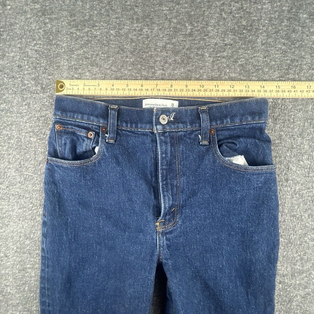 Abercrombie & Fitch Jeans Womens 28x28 Dark Blue 90s Straight Ultra High Rise - Picture 7 of 11